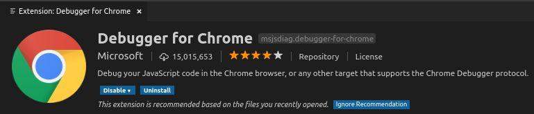 VS Code Extension - Debugger for Chrome