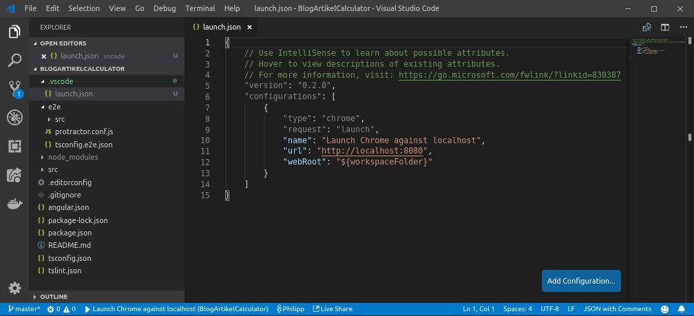 See debugging configuration Visual Studio Code