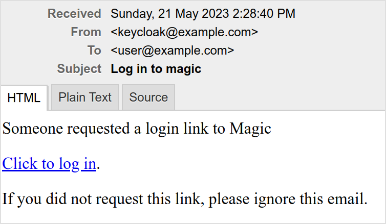 Magic Link E-Mail