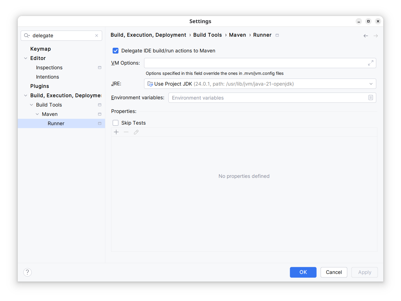 Build Delegation an Maven in IntelliJ Idea