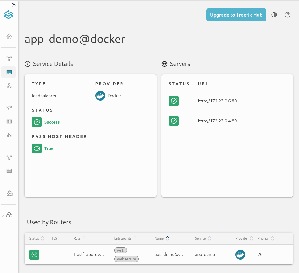 traefik Dashboard mit zwei Repliken